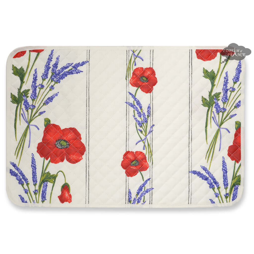 Poppies Cream Cotton Quilted Placemats by Tissus Toselli
