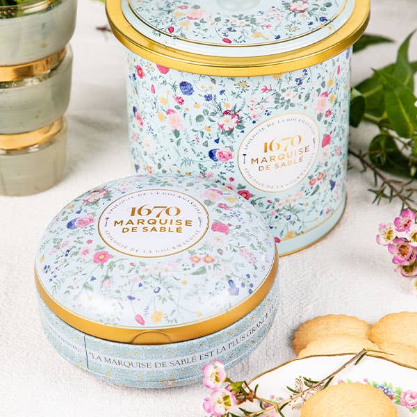 La Sablesienne Caramel Chip Shortbread Bouquet Sauvage Floral Tin