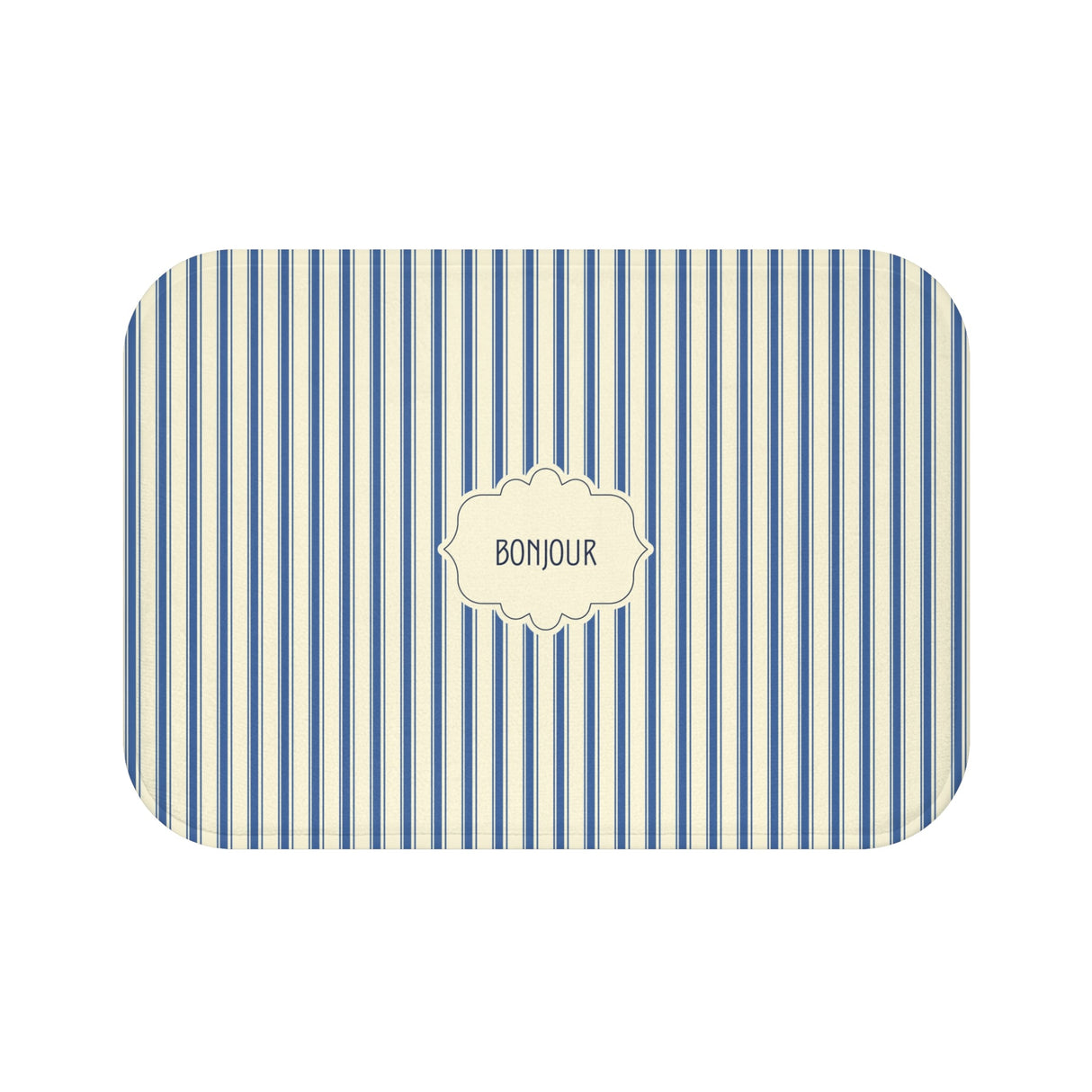 Bonjour French blue Stripe Bath Mat