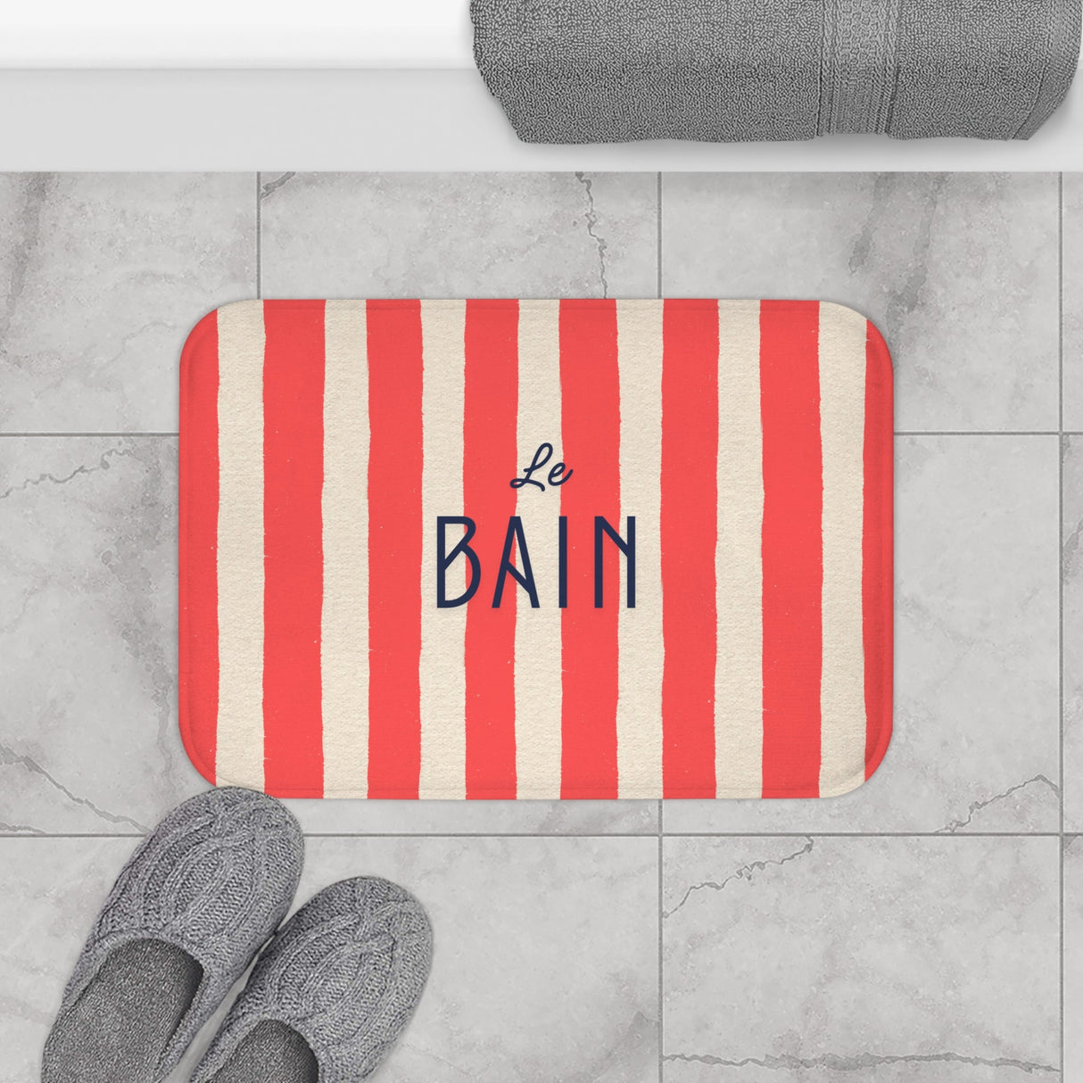 Le Bain Red Striped Bath Mat