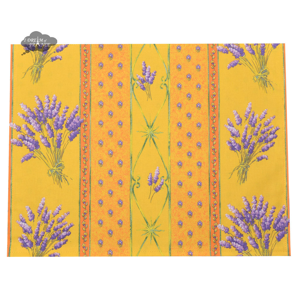 Lavender Yellow Acrylic-Coated Cotton Reversible Placemat by Le Cluny