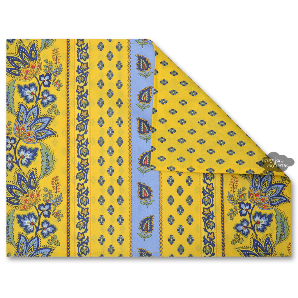Lisa Yellow Acrylic-Coated Cotton Reversible Placemat by Le Cluny