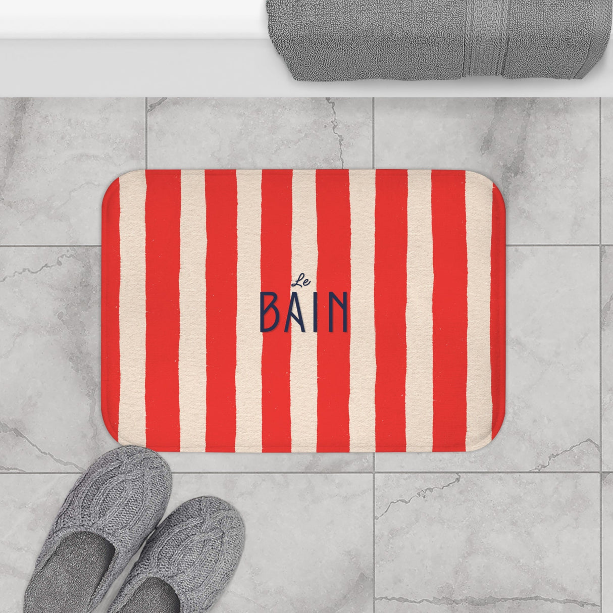 Le Bain Red Striped Bath Mat