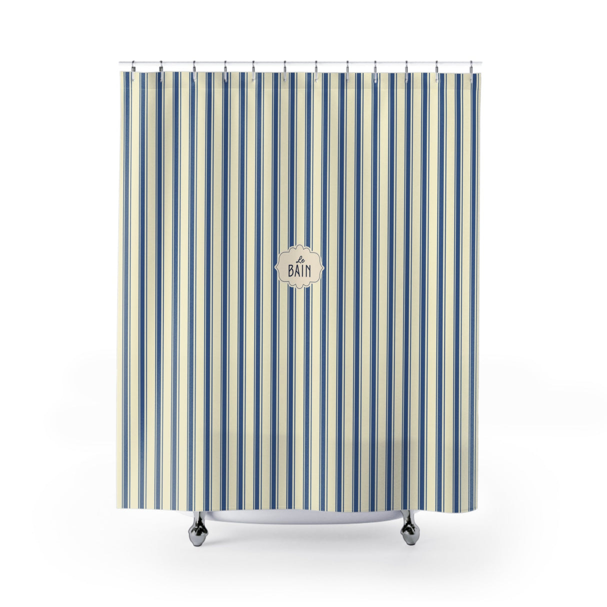 Le Bain Striped French Blue Shower Curtain | Nautical French Bathroom