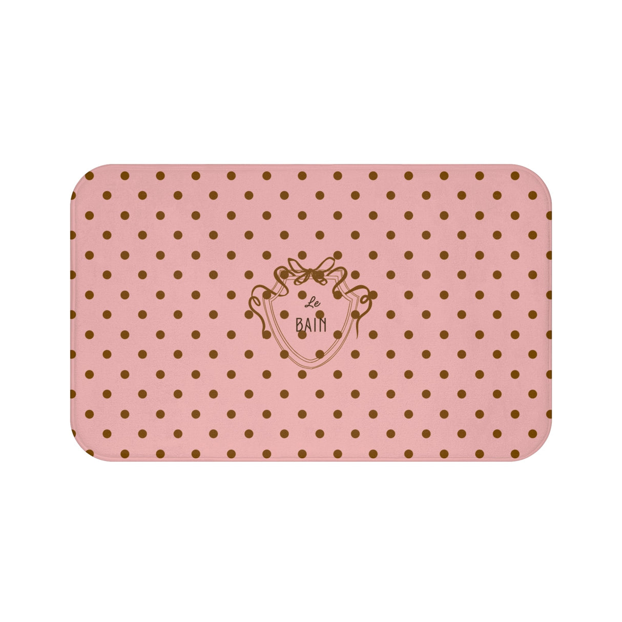 Polka Dot "Le Bain" Bath Mat — Pink & Brown Bathroom Rug