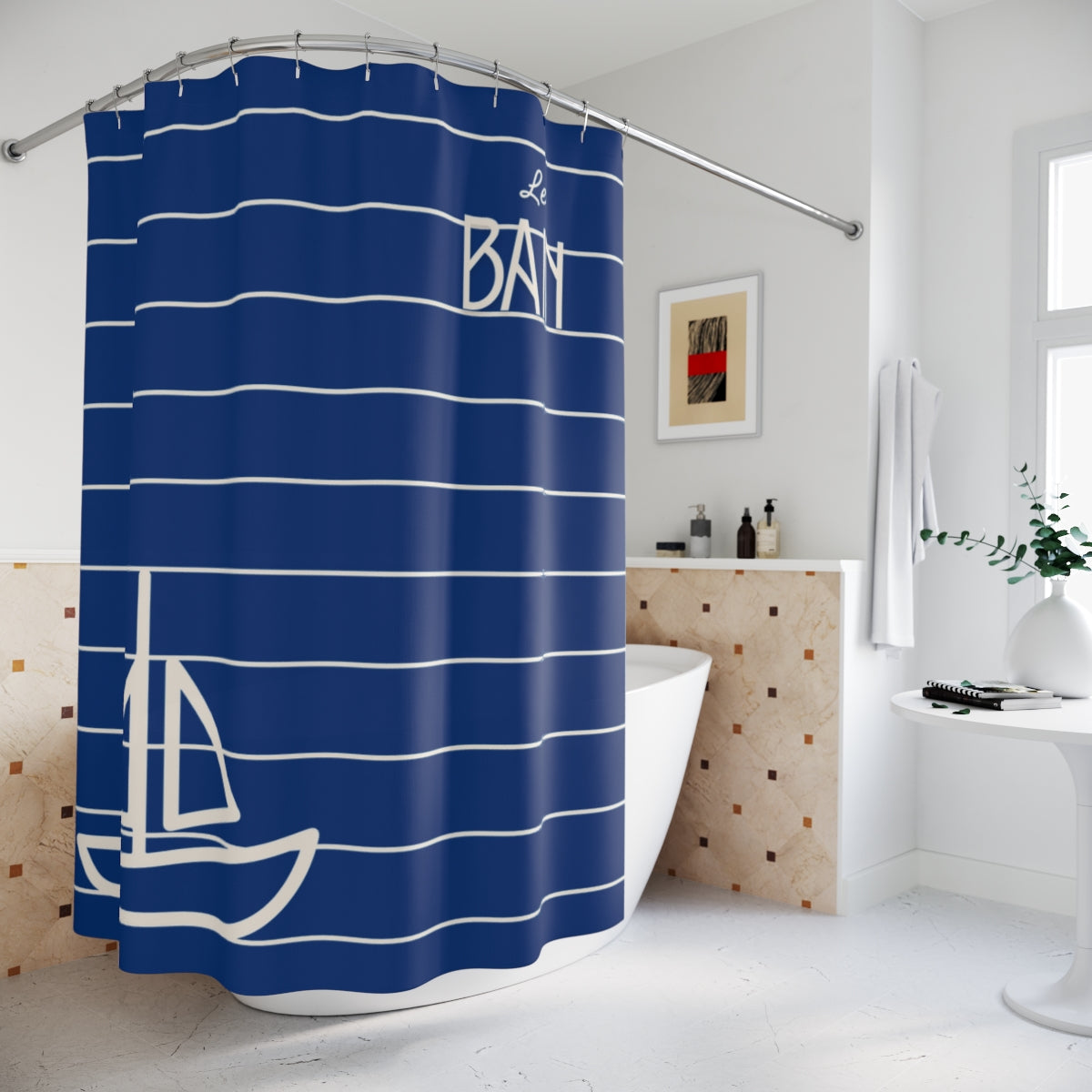 Nautical Blue 'Le Bain' Shower Curtain
