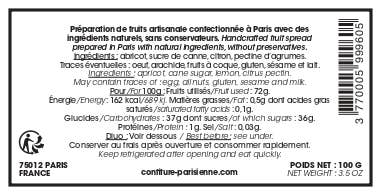 Confiture Parisienne - Apricot Jam - 100g