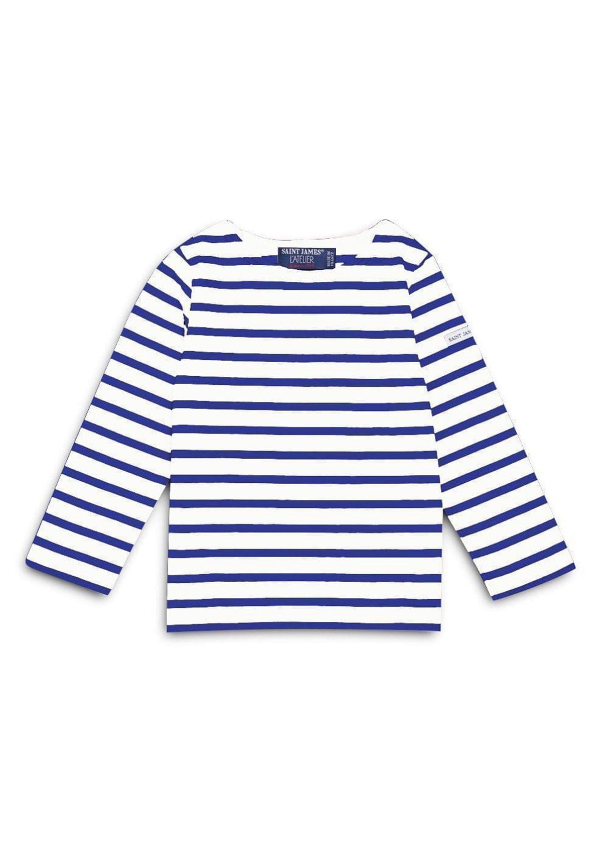 Saint James MINQUIERS KIDS - Authentic Breton Shirt for Kids in Soft Cotton (WHITE / ROYAL BLUE)