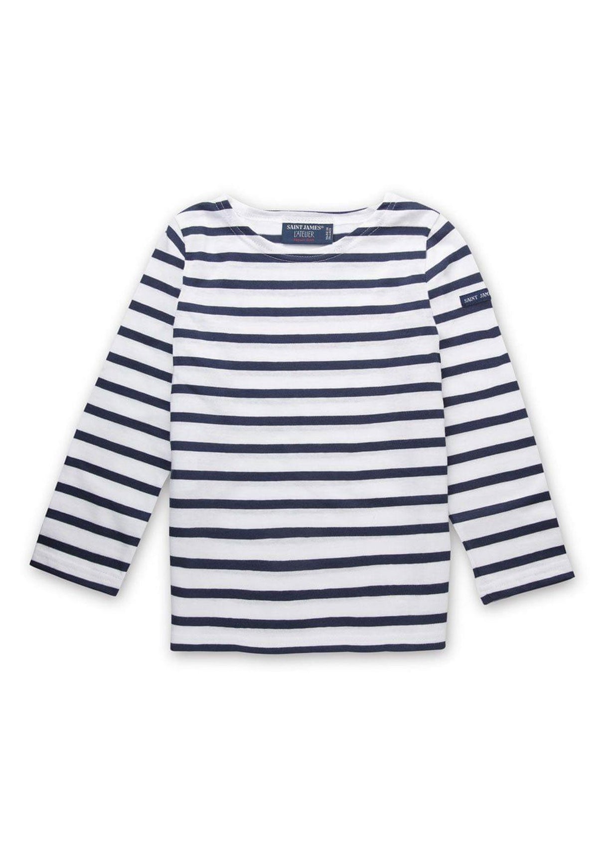 Saint James MINQUIERS KIDS - Authentic Breton Shirt for Kids in Soft Cotton (WHITE / NAVY)