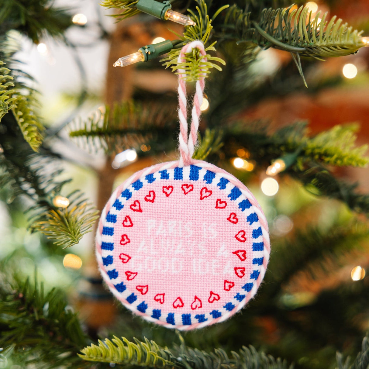 Needlepoint Ornament - Paris is always a good idea