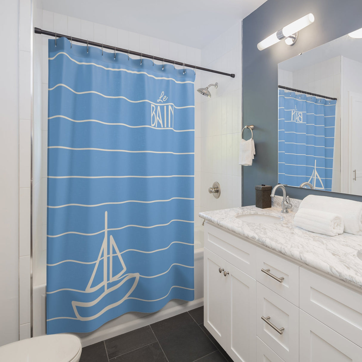 Baby Blue 'Le Bain' Shower Curtain