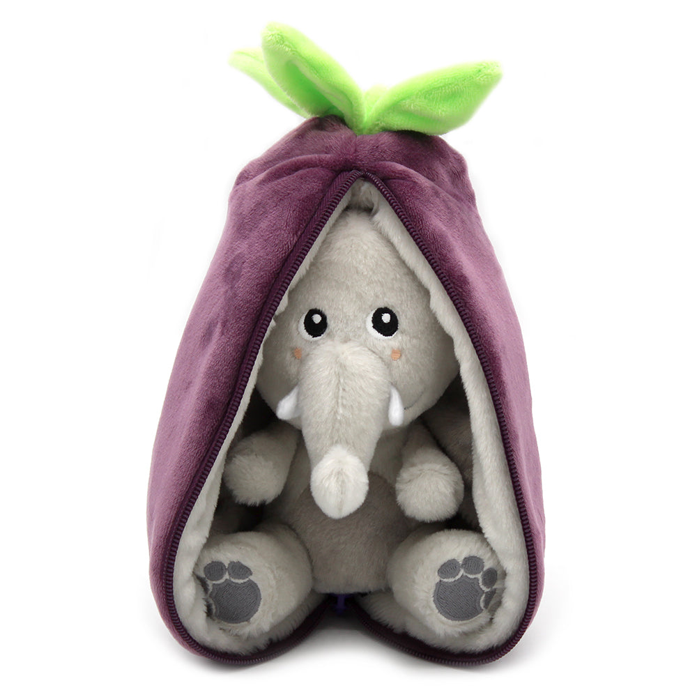 Velvet the Elephant/Eggplant - Flipetz stuffed Animal
