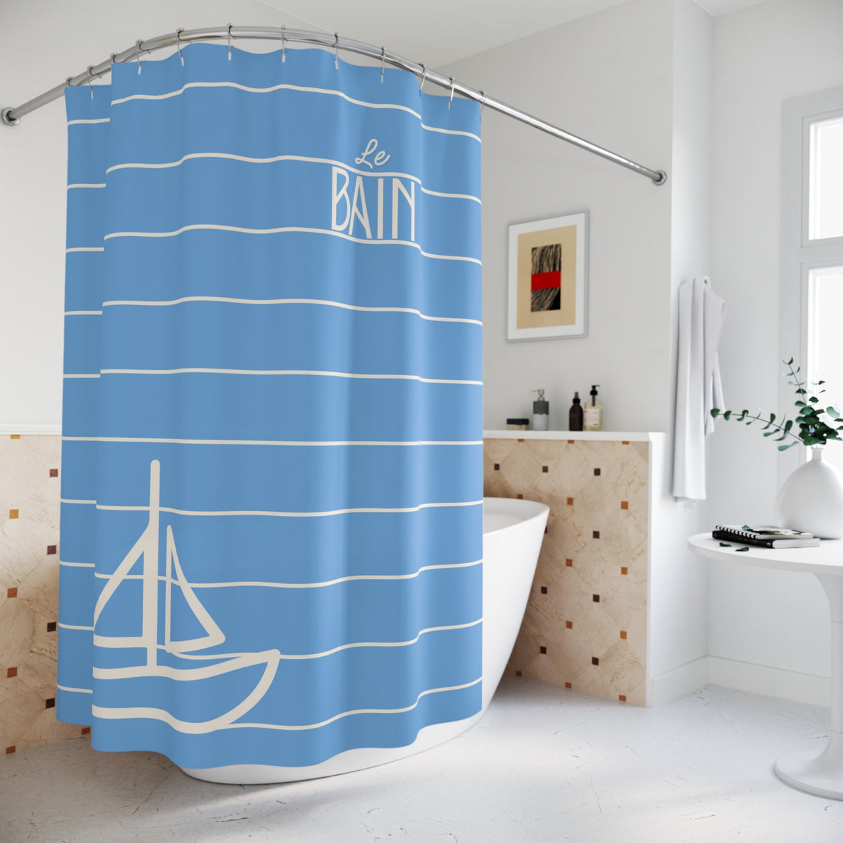 Baby Blue 'Le Bain' Shower Curtain