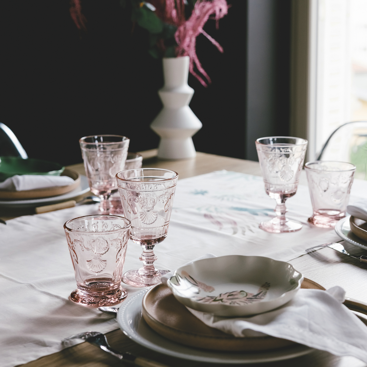 Versailles Stemmed Glass Rose Pink – Set of 6