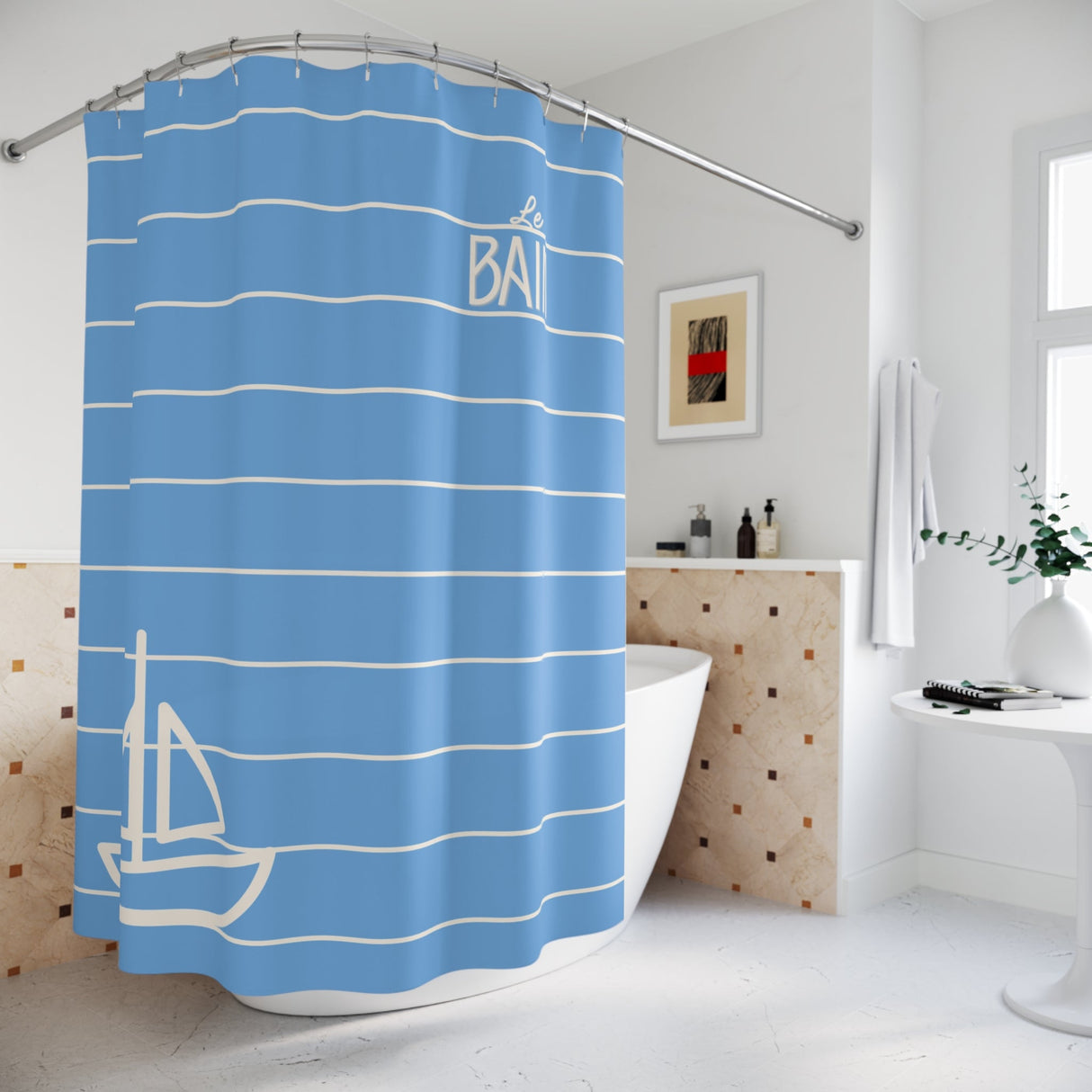 Baby Blue 'Le Bain' Shower Curtain