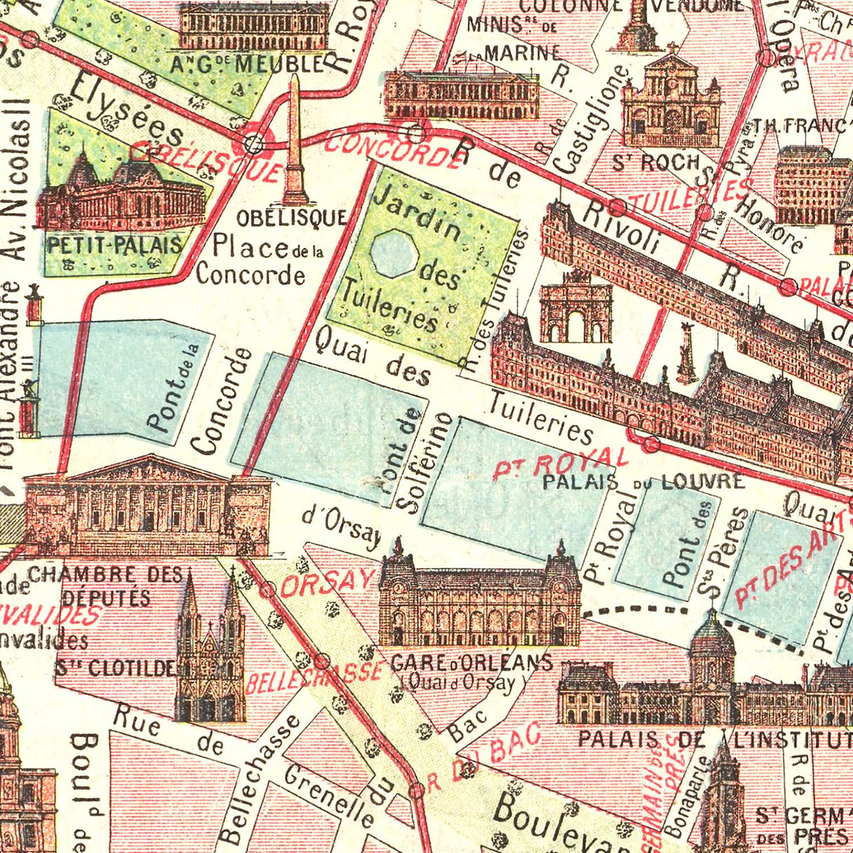 Vintage Map of Paris, France 1911