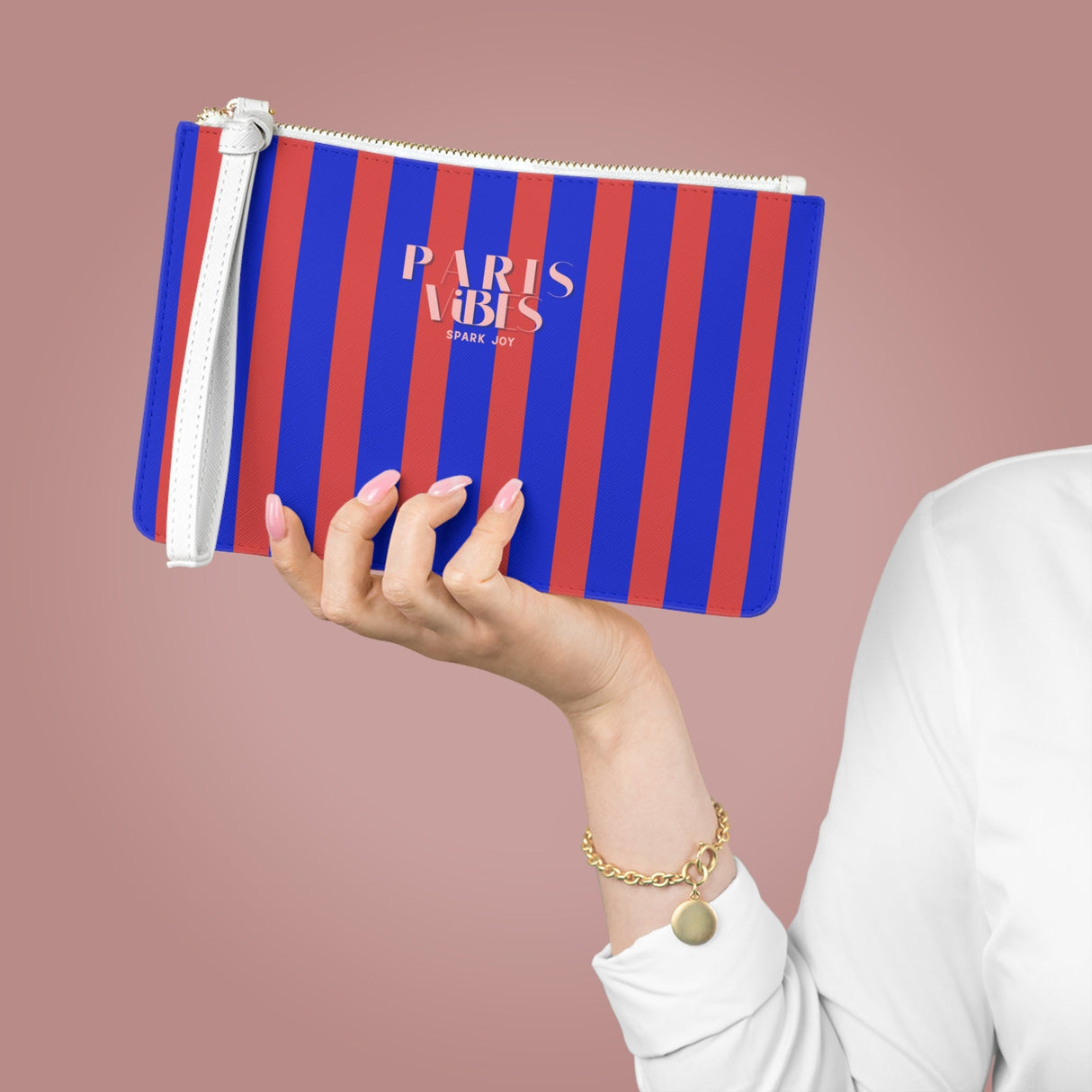 PARIS VIBES Blue Stripe Clutch Bag