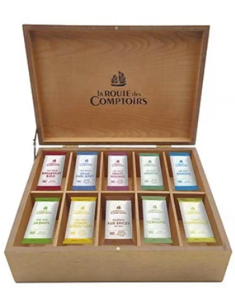 La Route des Comptoirs – Luxury Wooden Tea Chest (100 Organic Sachets)