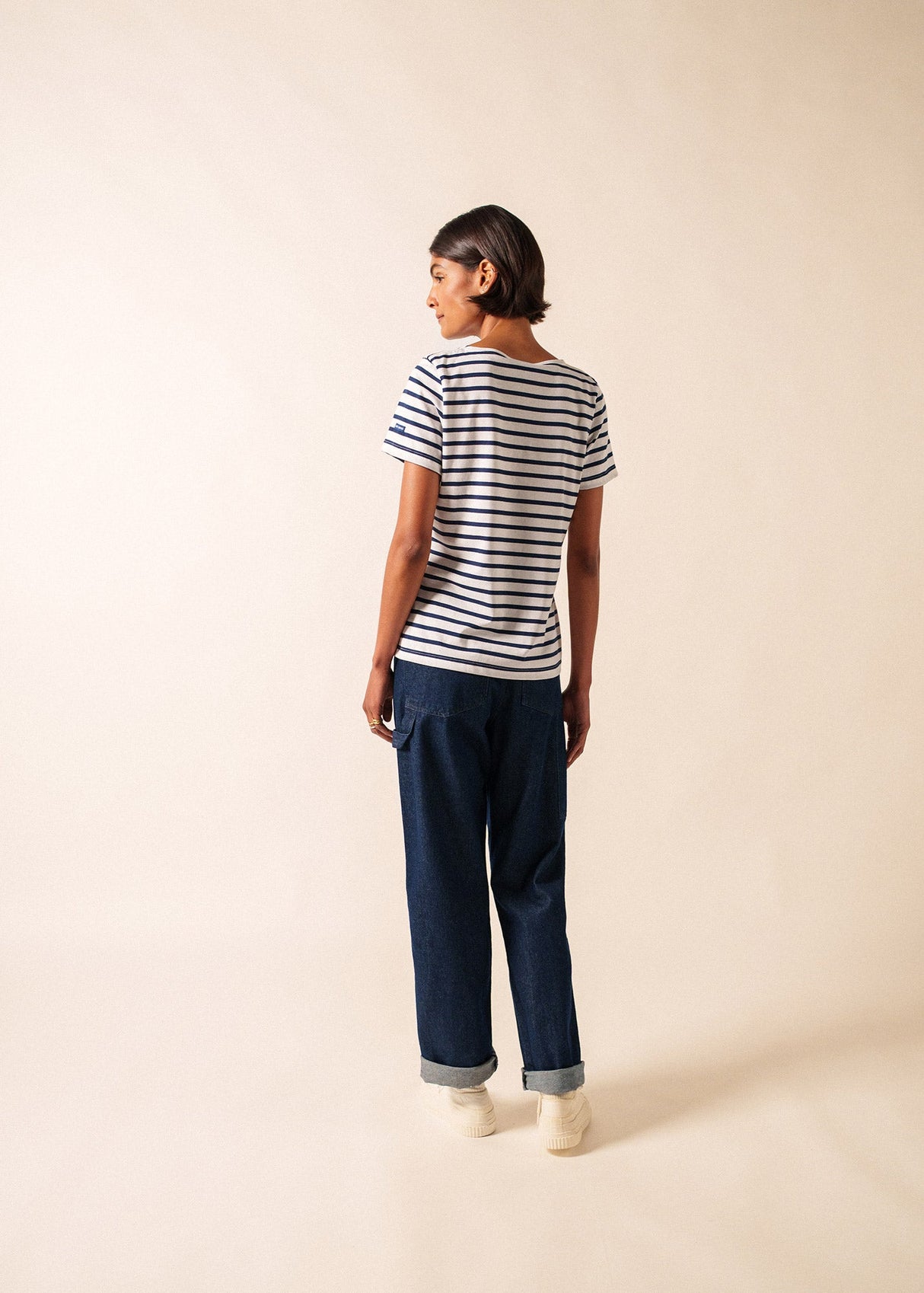 Saint James ETRILLE II - Nautical Stripe Tee with Short Sleeves | Soft Cotton | Women Fit (WHITE / NAVY)