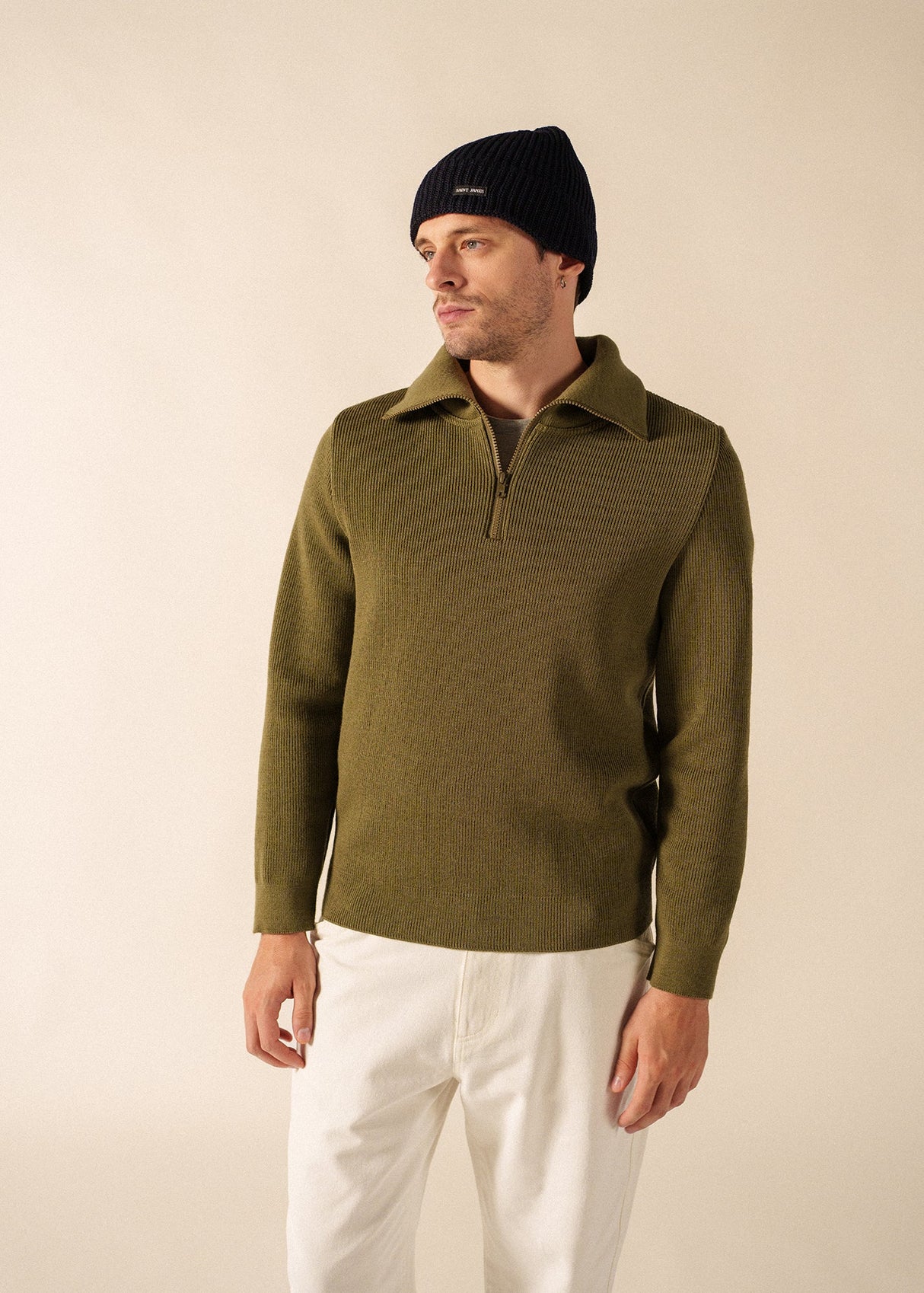 Saint James CANOT - Soft Wool Beanie in Purl Knit (NAVY)