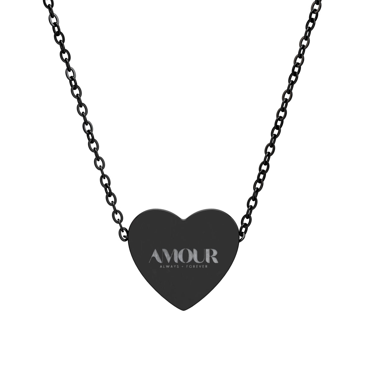 Engraved Heart AMOUR Necklace