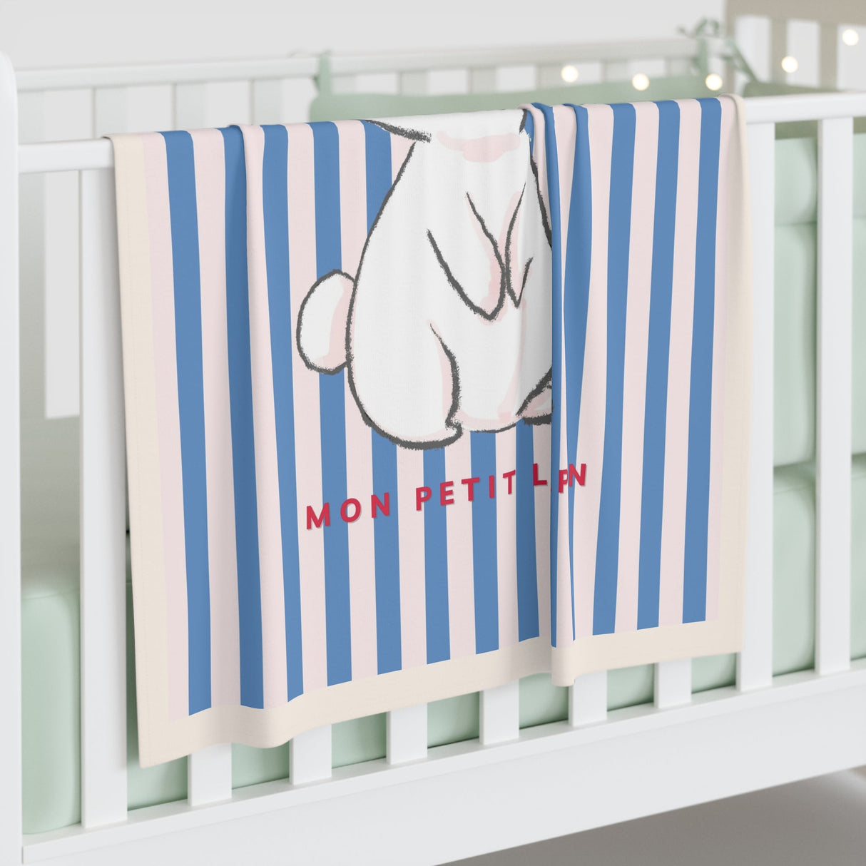 Blue Striped Baby Blanket - My Little Bunny