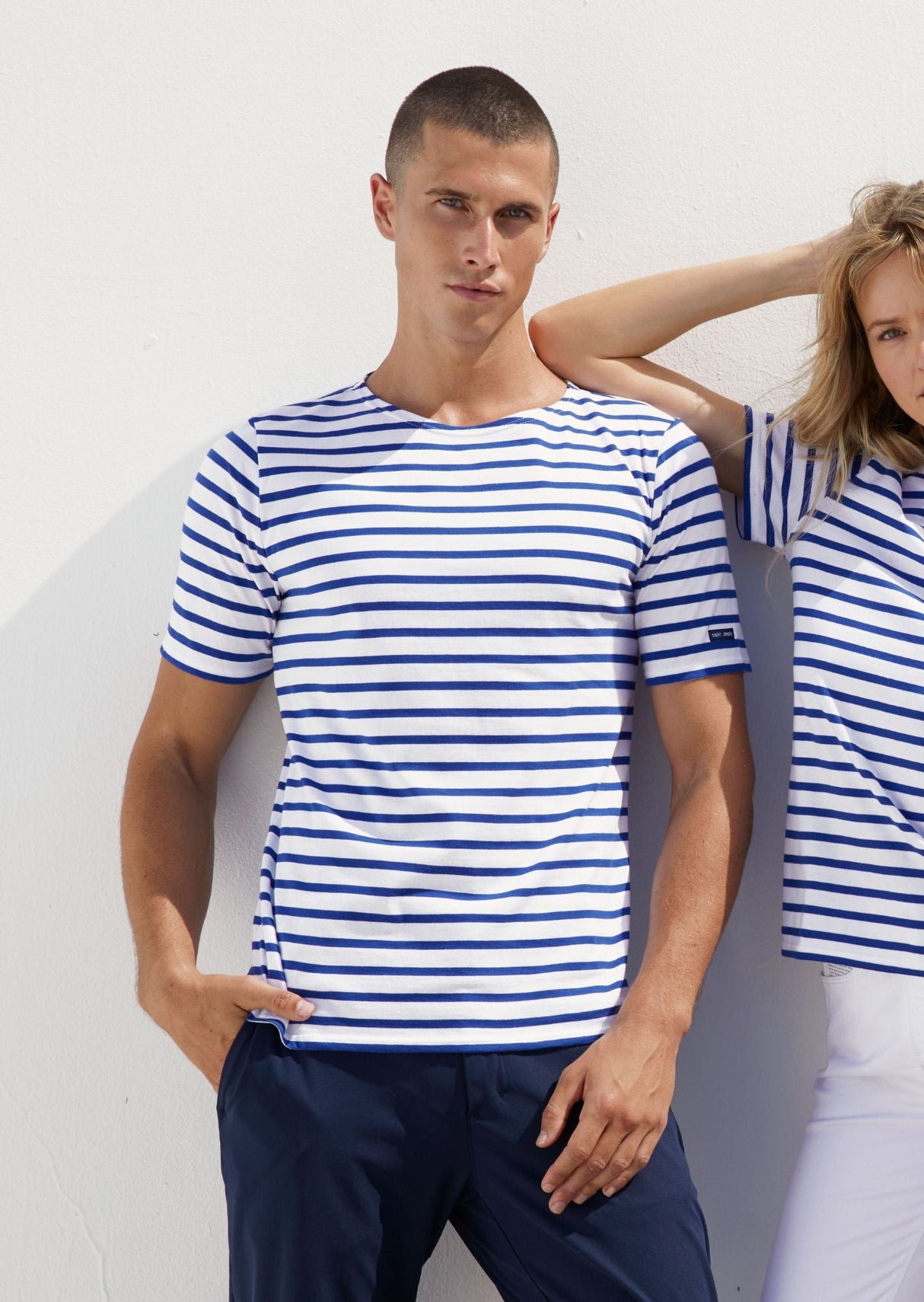 Levant Breton Shirt (WHITE / ROYAL BLUE)