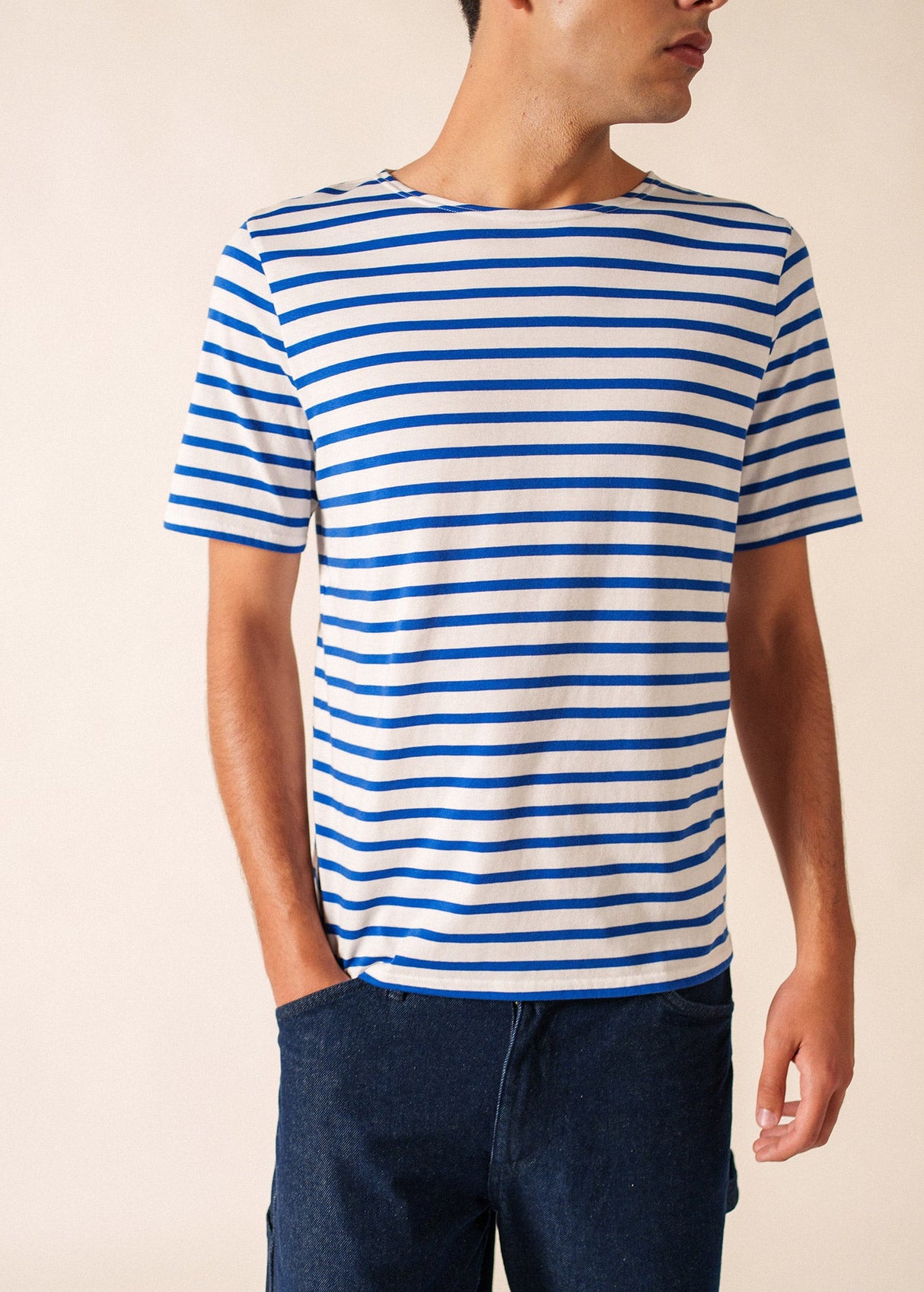 Levant Breton Shirt (WHITE / ROYAL BLUE)