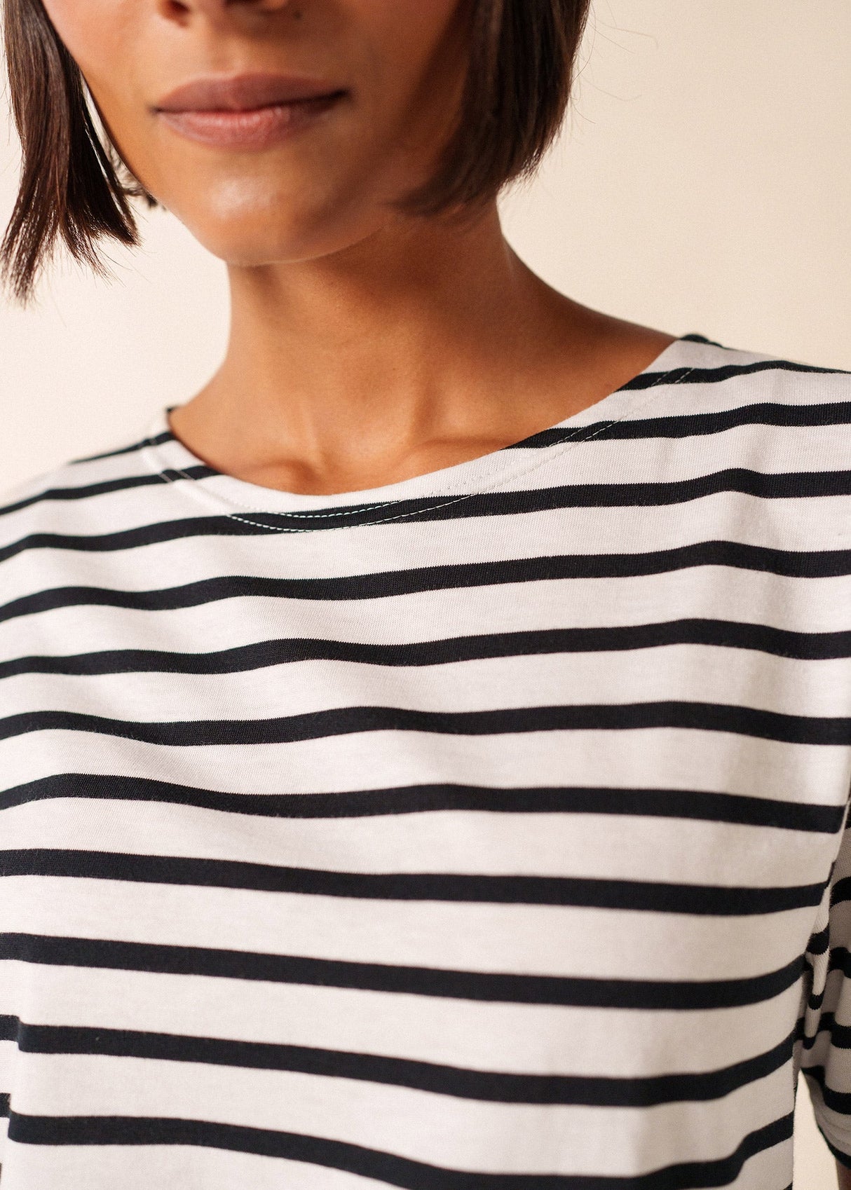 LEVANT MODERN - Breton Stripe Short Sleeve Shirt | Soft Cotton | Unisex Fit (WHITE / BLACK)