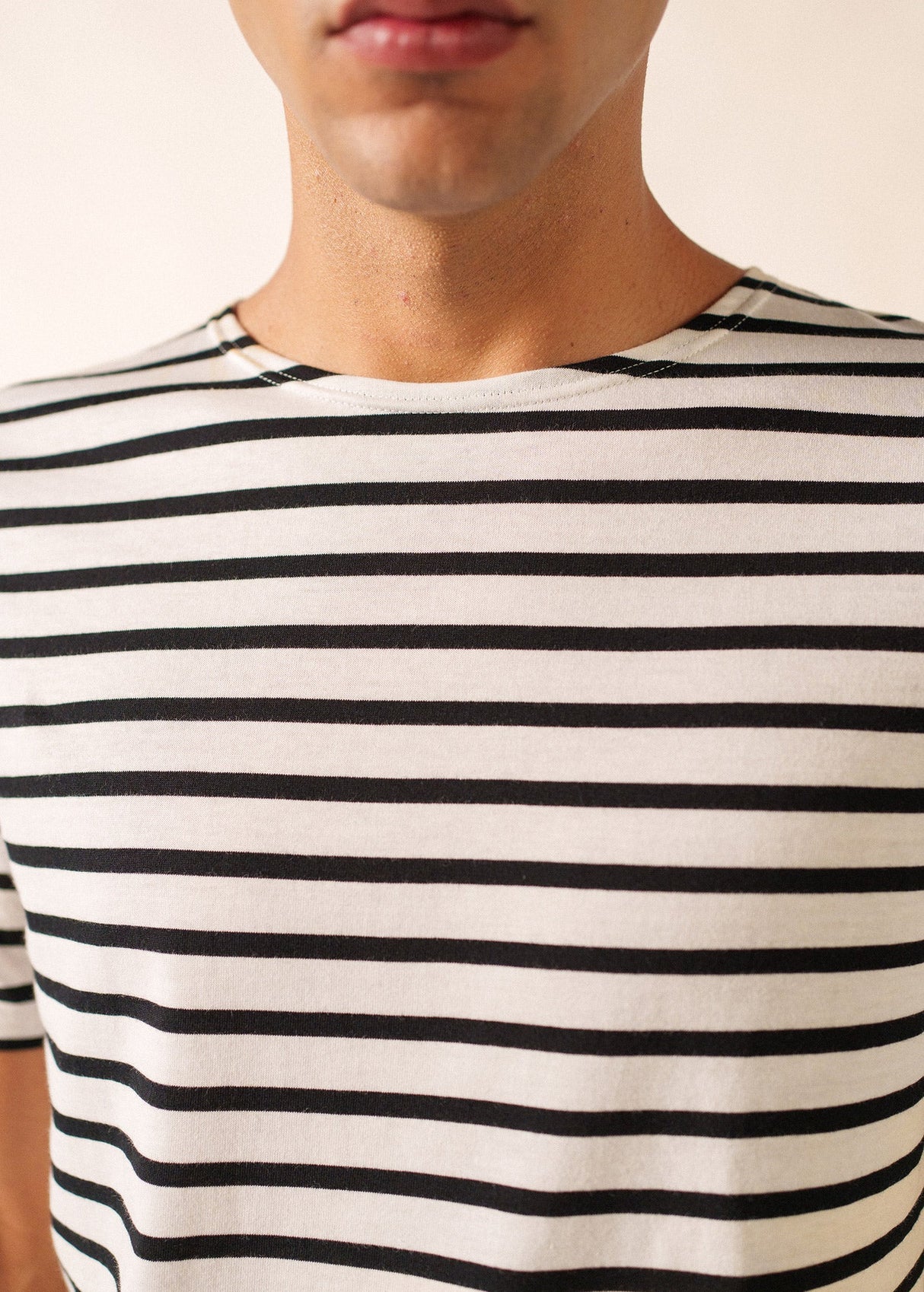 LEVANT MODERN - Breton Stripe Short Sleeve Shirt | Soft Cotton | Unisex Fit (WHITE / BLACK)