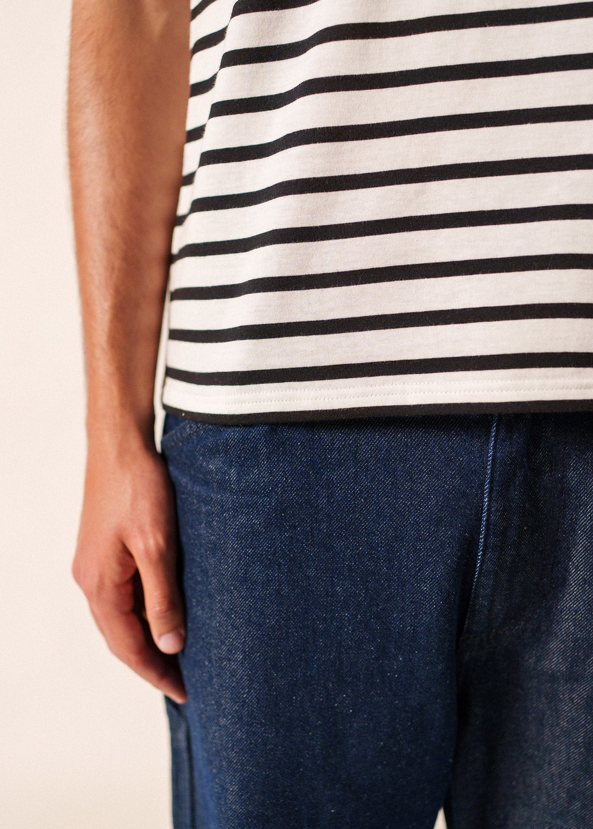 LEVANT MODERN - Breton Stripe Short Sleeve Shirt | Soft Cotton | Unisex Fit (WHITE / BLACK)