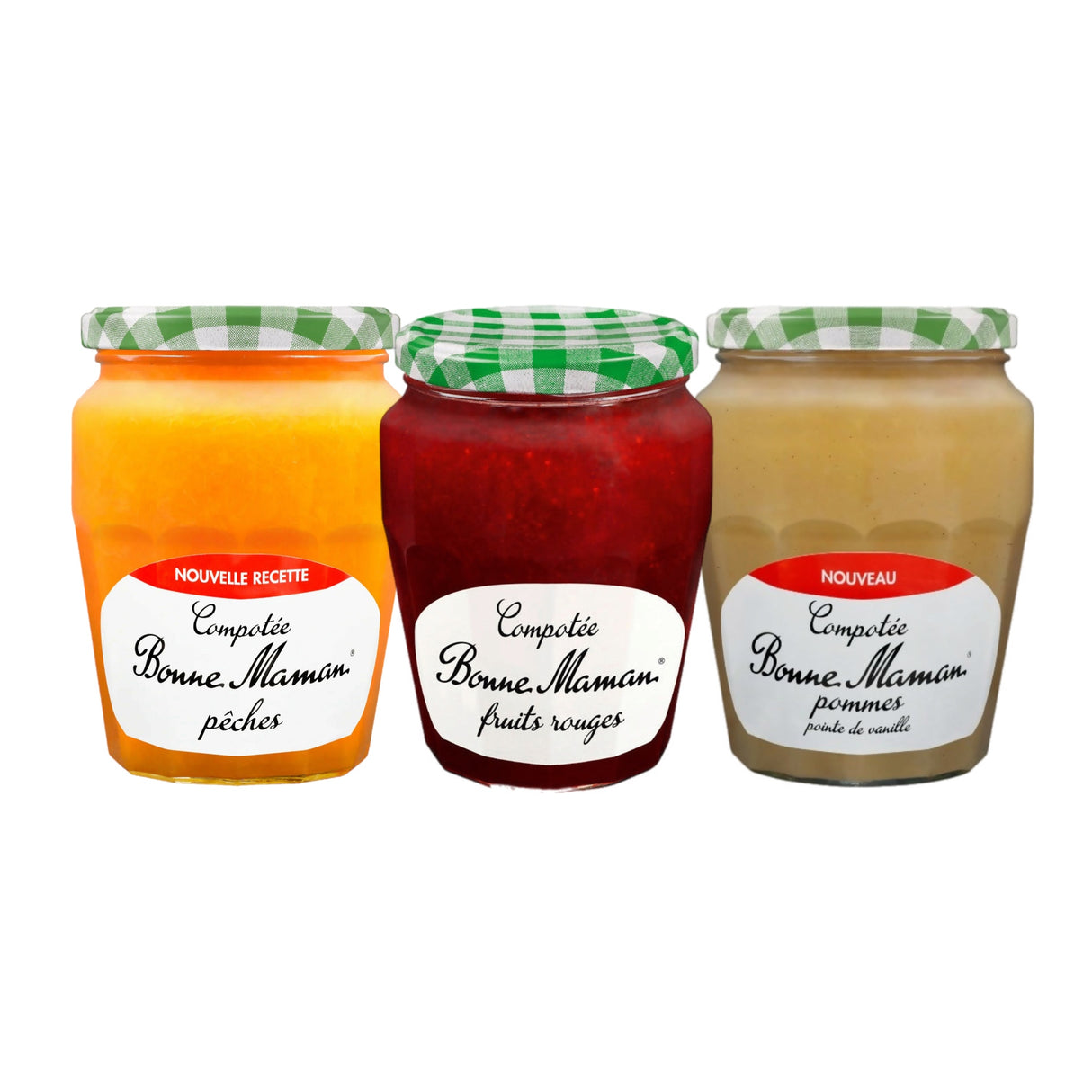 Bonne Maman French Fruit Compote Trio – Apple Vanilla, Red Fruits & Peach
