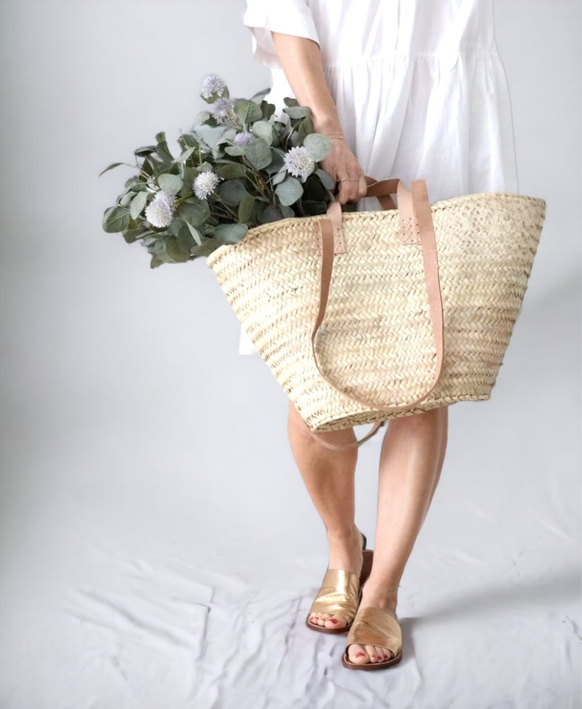 Market Basket with leather handles