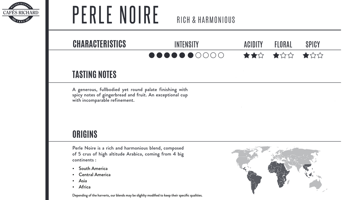 Coffee- Cafés Richard Perle Noire Whole Bean 8.8oz Bag