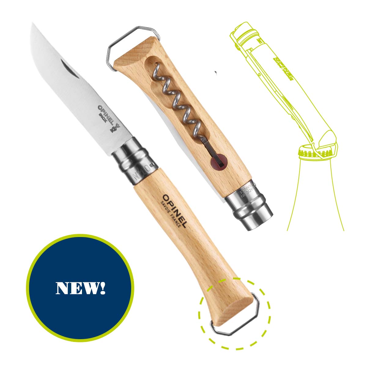 Iconic No.10 Corkscrew Stainless Steel Folding Knife with Bottle Opener
