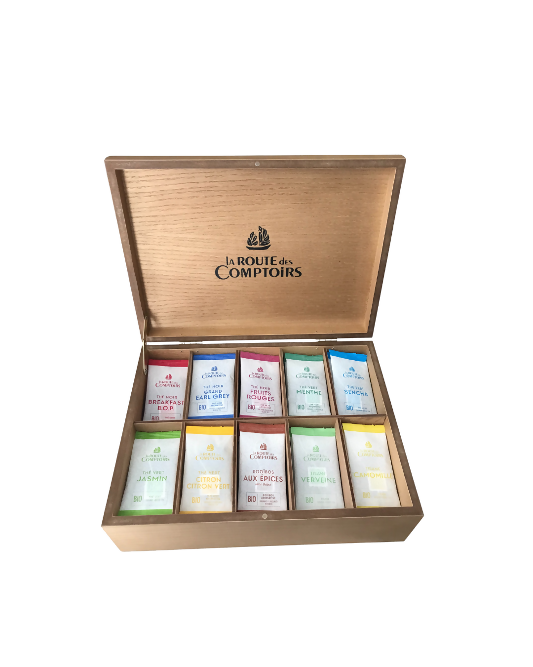 La Route des Comptoirs – Luxury Wooden Tea Chest (100 Organic Sachets)