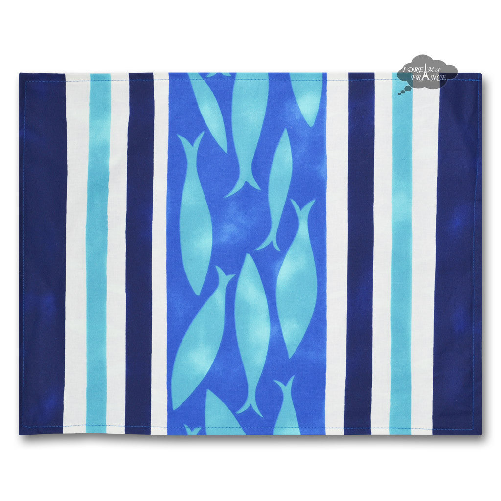Fishy Fish Acrylic-Coated Cotton Reversible Placemat by Le Cluny
