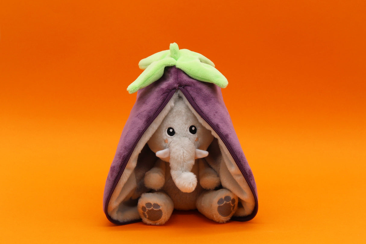 Velvet the Elephant/Eggplant - Flipetz stuffed Animal