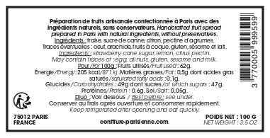 Confiture Parisienne - Strawberry Jam - 100g