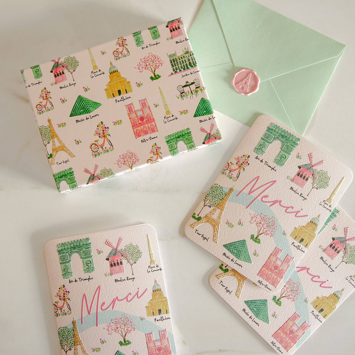 Sights of Paris Note Cards with Matching Wax Seals