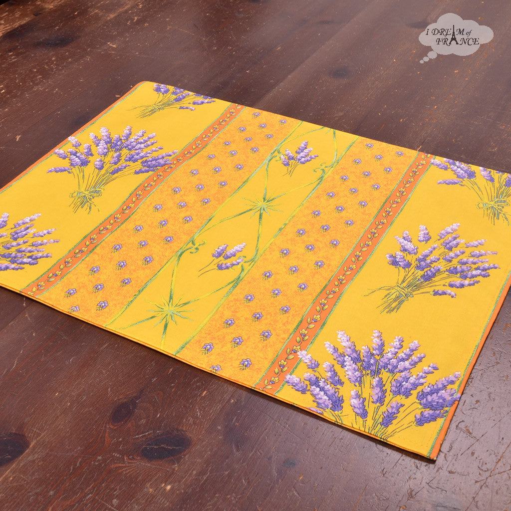 Lavender Yellow Acrylic-Coated Cotton Reversible Placemat by Le Cluny