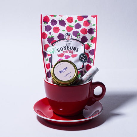 a french cup filled with goodies