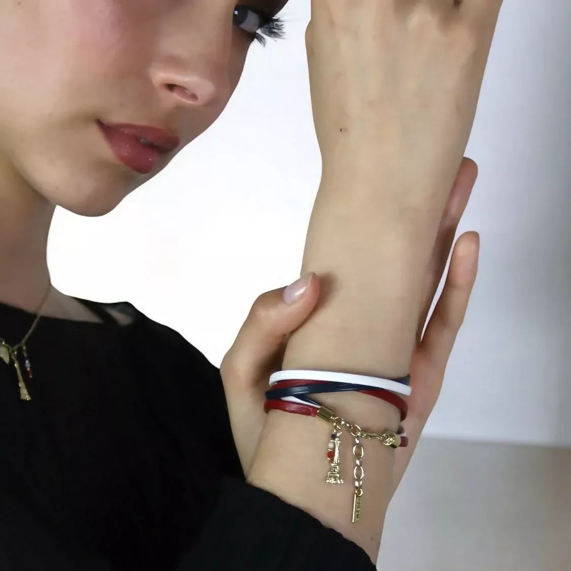 Gustave double wrap leather bracelet