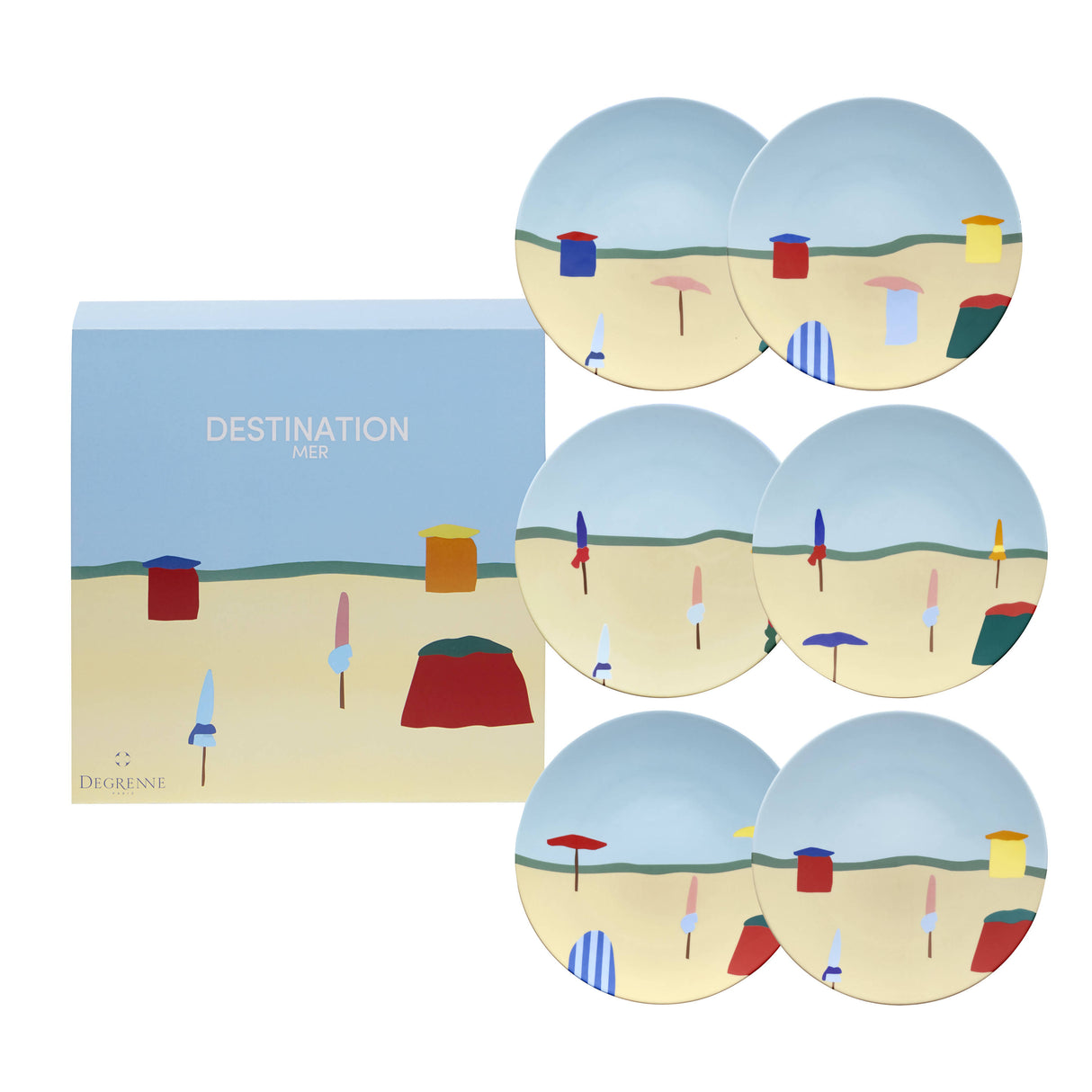 Destination Mer Gift box of round plates by Degrenne Paris