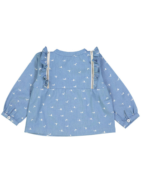 Petite Lucette Nicole Blouse, Birds Denim