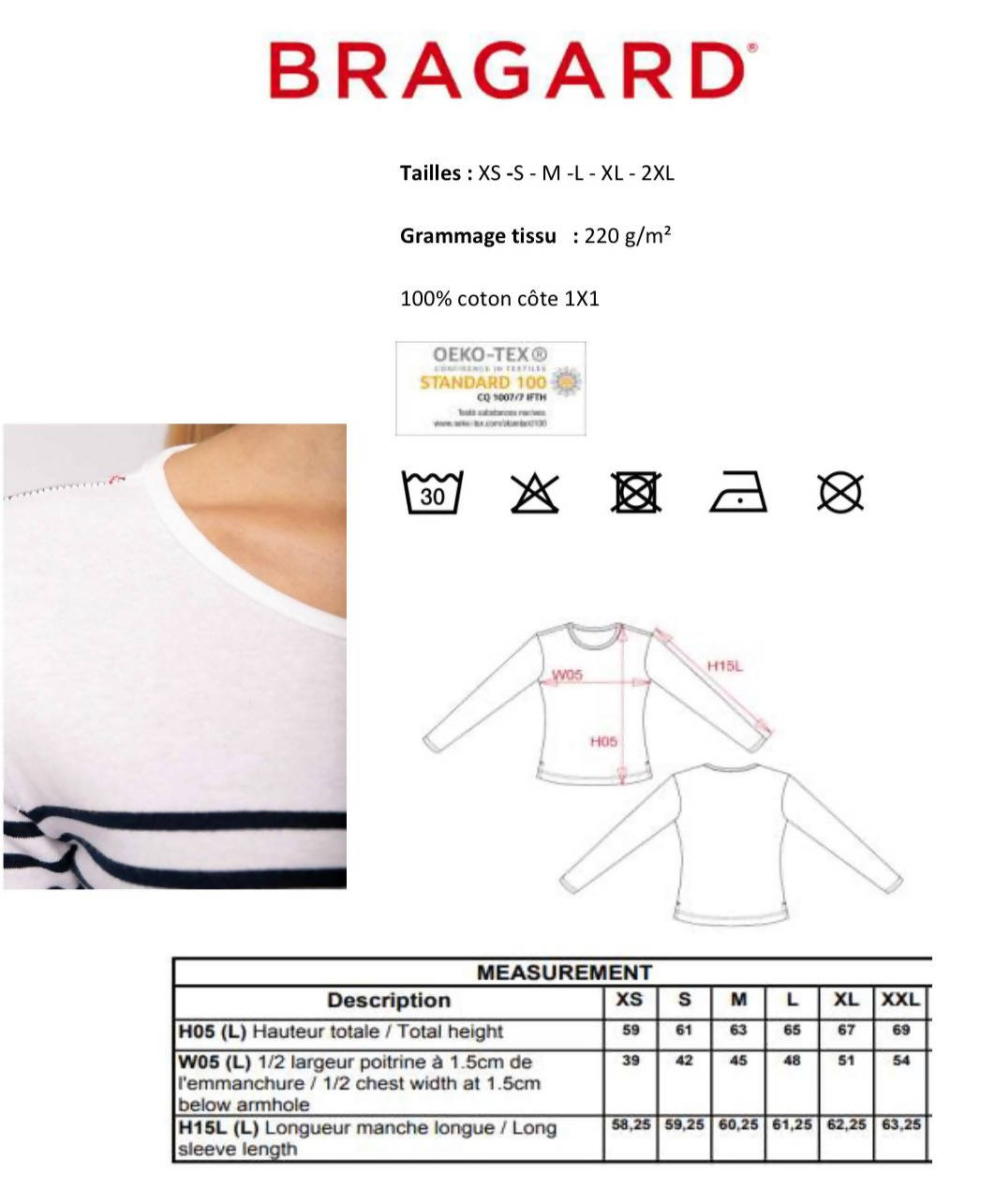 Size Chart for French Wink Marinière