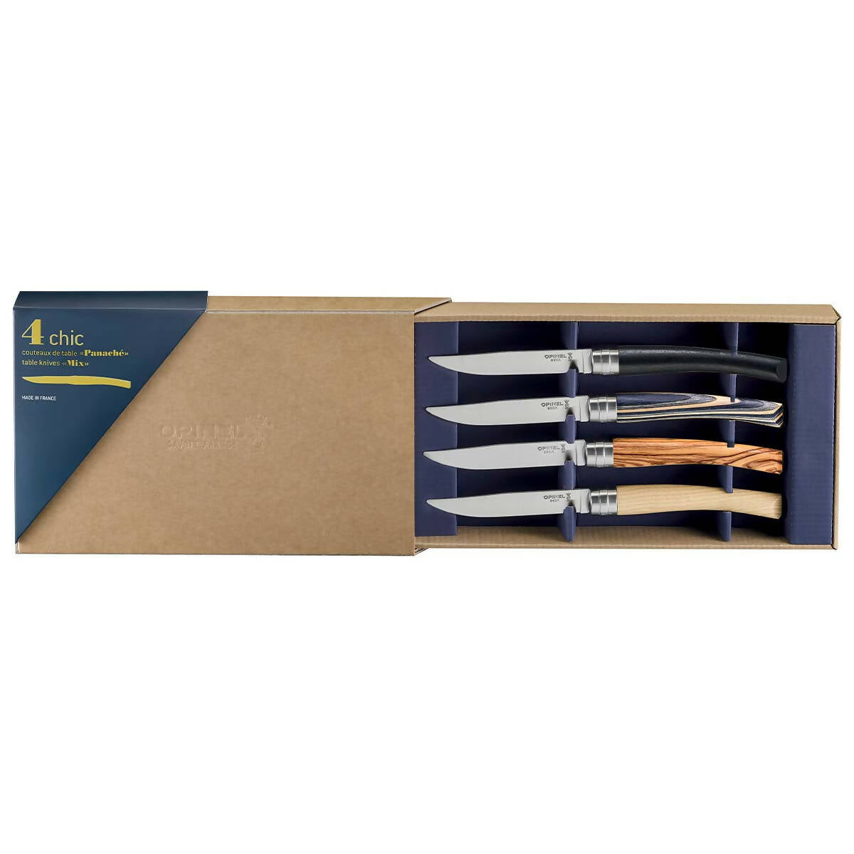 Opinel - Set of 4 Facette Steak Knives Vitter White