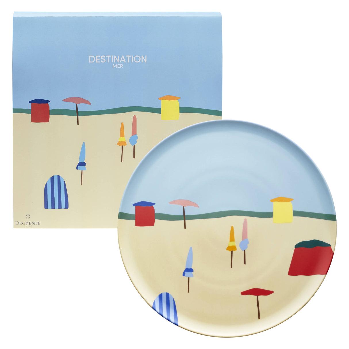Destination Mer Gift Box of Round Shared Plate / Pie Dish by Degrenne Paris