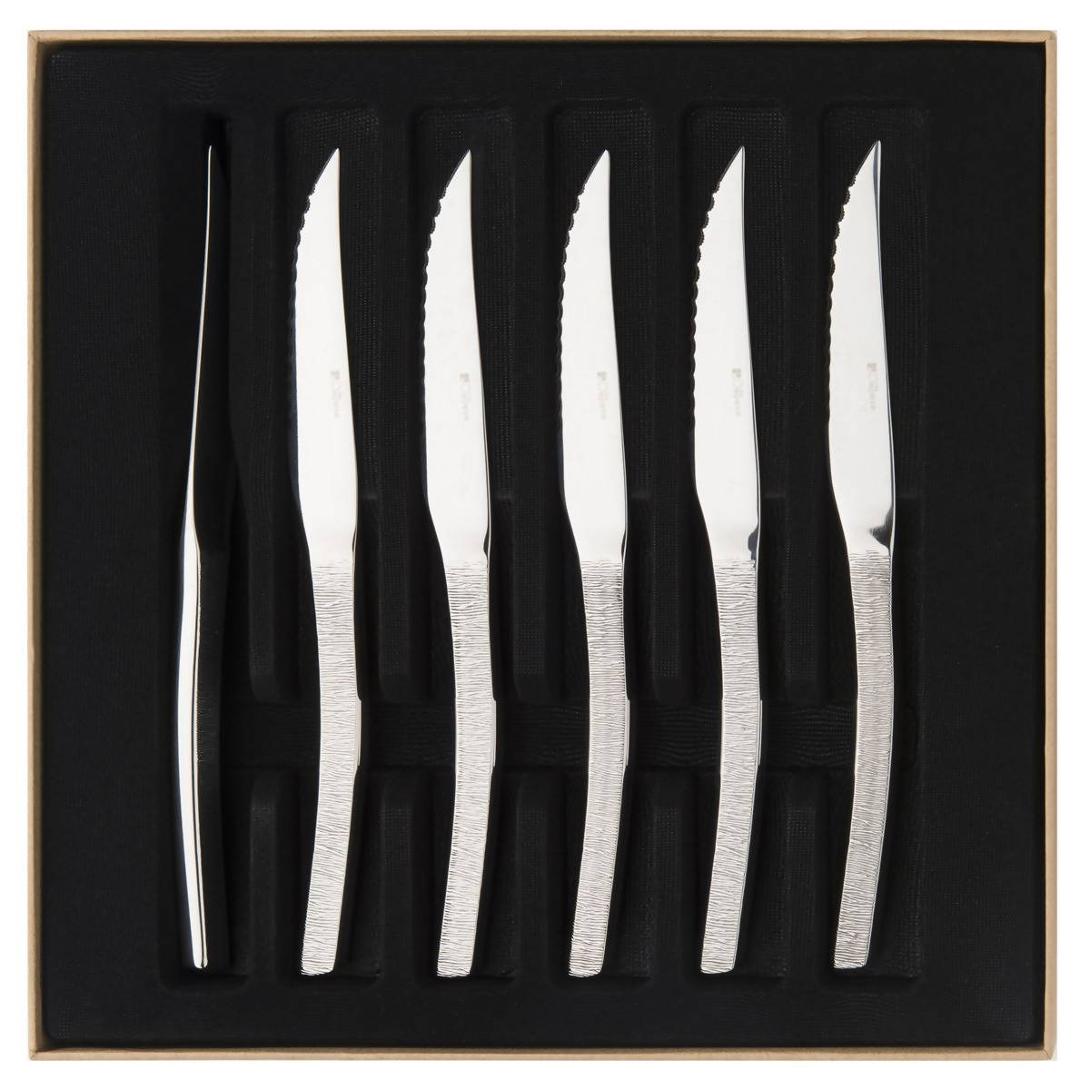 Astree Cisele Gift Box of Steak Knives Solid Handle Serrated by Degrenne Paris