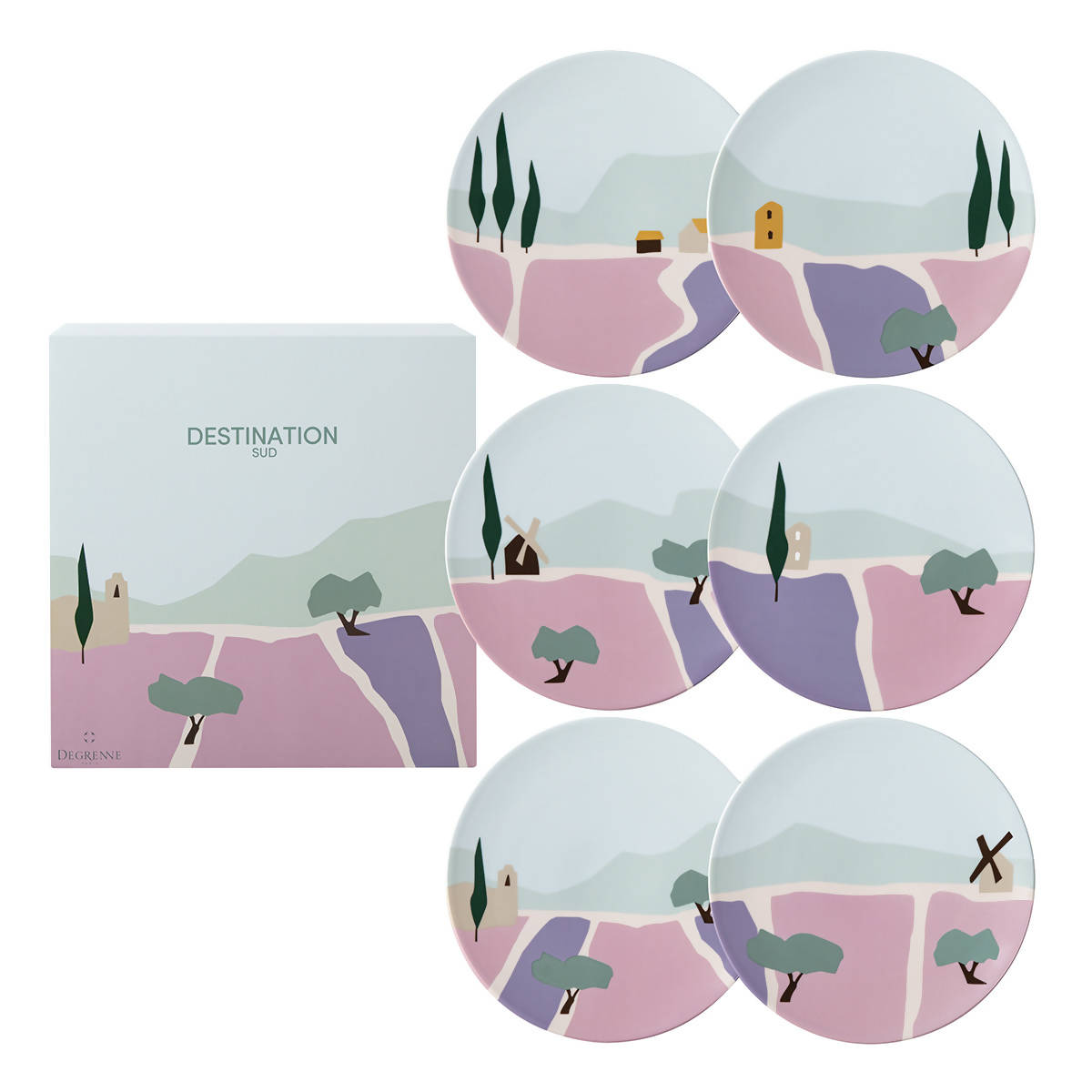 Destination Sud Gift box of round plates by Degrenne Paris
